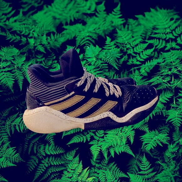 Adidas Harden Stepback Basketball Shoes FX7655 Black Gold Metallic Mens Size 10 - Picture 3 of 4